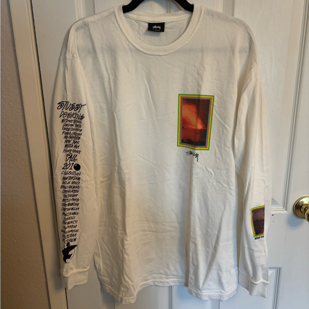 Stussy White Fall 2018 Long Sleeve Graphic Tee Shirt, L